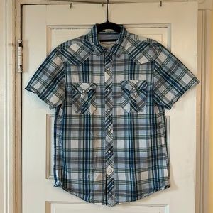 American Eagle Plaid Collared Button Up Size Small, Men’s